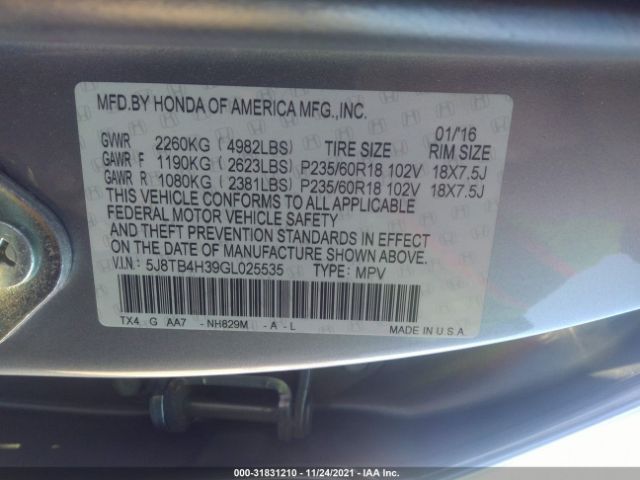 Photo 8 VIN: 5J8TB4H39GL025535 - ACURA RDX 