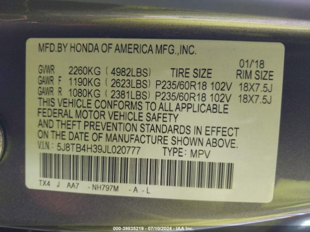 Photo 8 VIN: 5J8TB4H39JL020777 - ACURA RDX 