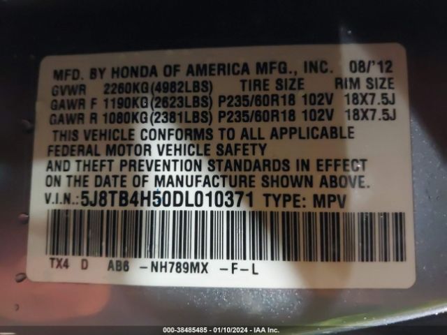 Photo 8 VIN: 5J8TB4H50DL010371 - ACURA RDX 