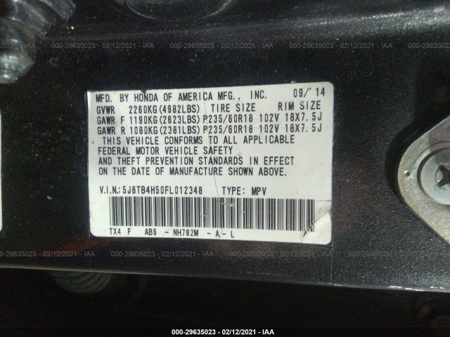 Photo 8 VIN: 5J8TB4H50FL012348 - ACURA RDX 