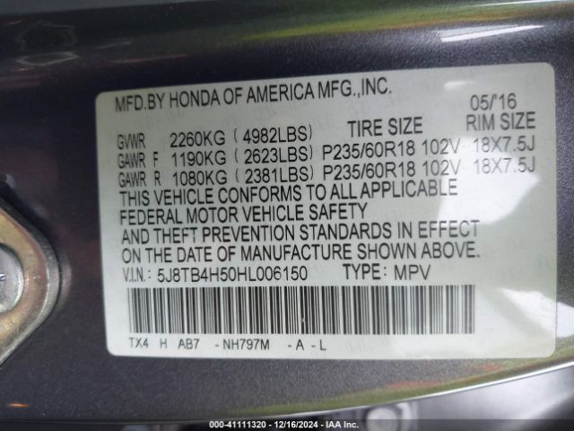 Photo 8 VIN: 5J8TB4H50HL006150 - ACURA RDX 