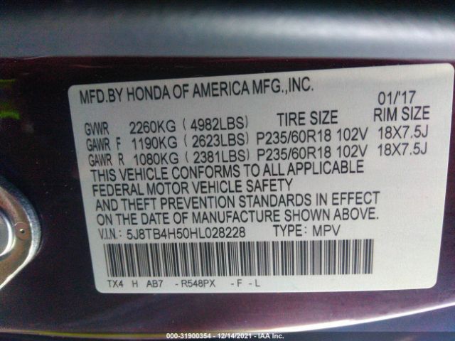 Photo 8 VIN: 5J8TB4H50HL028228 - ACURA RDX 