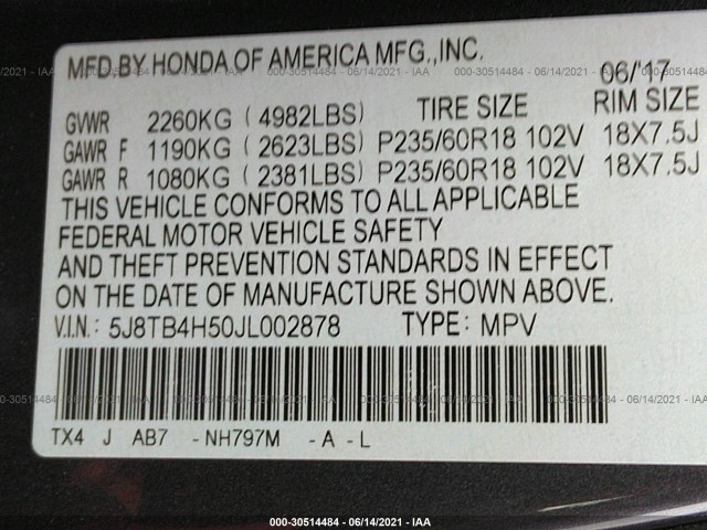 Photo 8 VIN: 5J8TB4H50JL002878 - ACURA RDX 