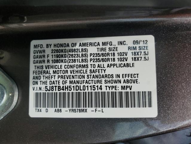 Photo 12 VIN: 5J8TB4H51DL011514 - ACURA RDX TECHNO 