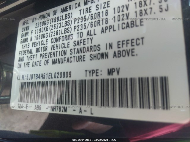 Photo 8 VIN: 5J8TB4H51EL020909 - ACURA RDX 