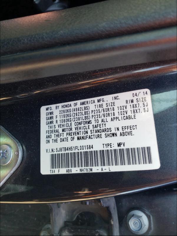 Photo 9 VIN: 5J8TB4H51FL001584 - ACURA RDX TECHNO 