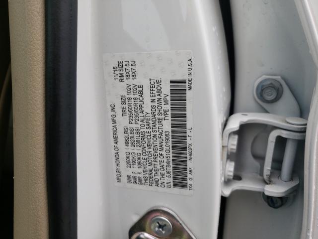 Photo 9 VIN: 5J8TB4H51GL019083 - ACURA RDX TECHNO 