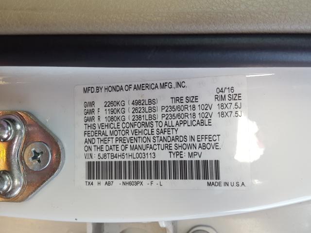 Photo 9 VIN: 5J8TB4H51HL003113 - ACURA RDX TECHNO 