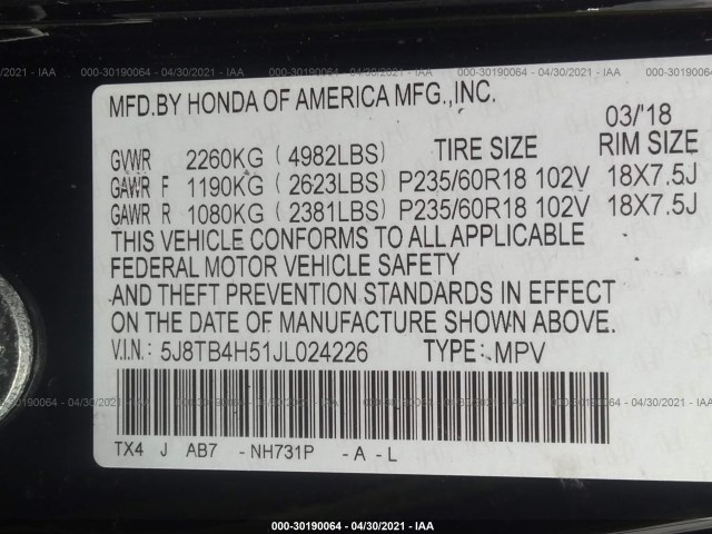 Photo 8 VIN: 5J8TB4H51JL024226 - ACURA RDX 