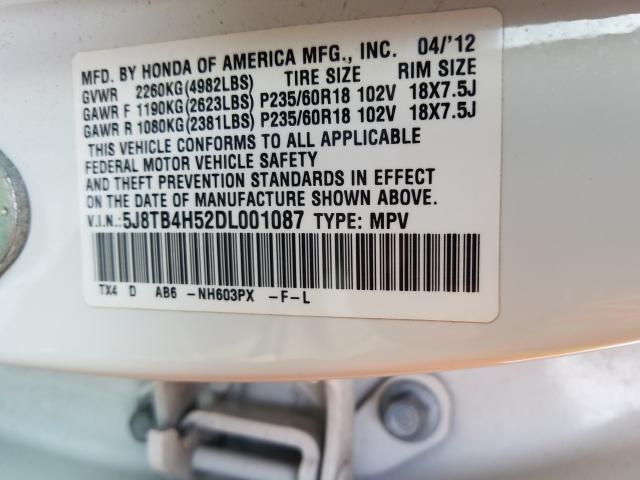 Photo 9 VIN: 5J8TB4H52DL001087 - ACURA RDX TECHNO 