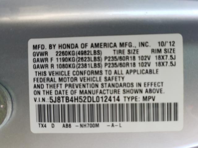 Photo 9 VIN: 5J8TB4H52DL012414 - ACURA RDX TECHNO 