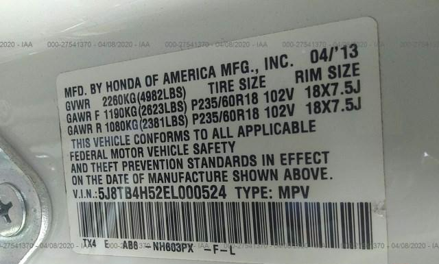 Photo 8 VIN: 5J8TB4H52EL000524 - ACURA RDX 