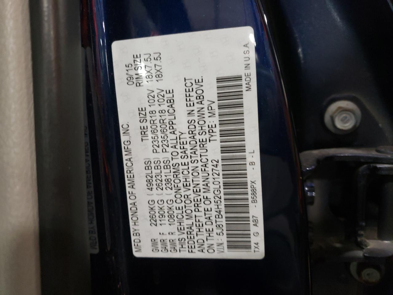 Photo 12 VIN: 5J8TB4H52GL012742 - ACURA RDX 