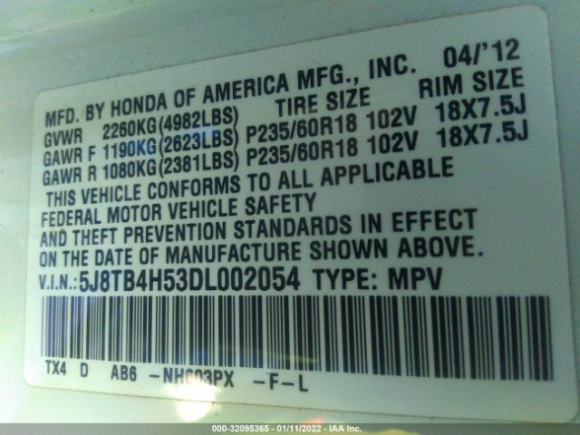 Photo 8 VIN: 5J8TB4H53DL002054 - ACURA RDX 