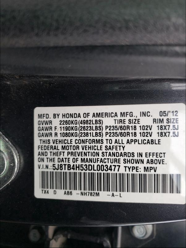 Photo 9 VIN: 5J8TB4H53DL003477 - ACURA RDX TECHNO 