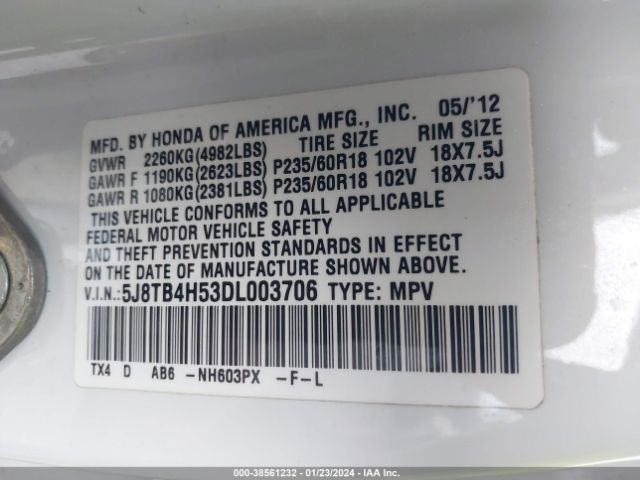 Photo 8 VIN: 5J8TB4H53DL003706 - ACURA RDX 