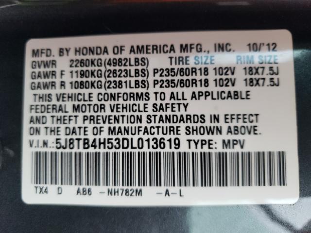 Photo 9 VIN: 5J8TB4H53DL013619 - ACURA RDX TECHNO 