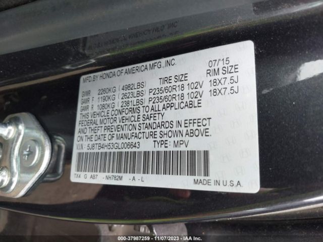 Photo 8 VIN: 5J8TB4H53GL006643 - ACURA RDX 