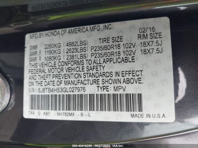 Photo 8 VIN: 5J8TB4H53GL027976 - ACURA RDX 