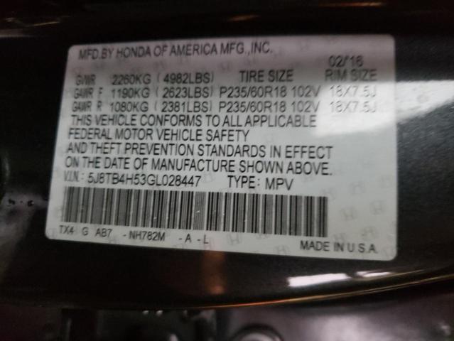 Photo 9 VIN: 5J8TB4H53GL028447 - ACURA RDX TECHNO 