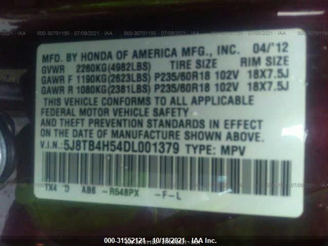 Photo 8 VIN: 5J8TB4H54DL001379 - ACURA RDX 