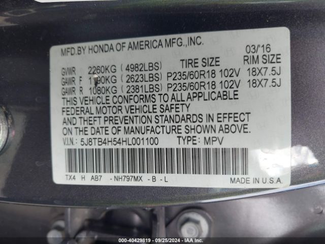 Photo 8 VIN: 5J8TB4H54HL001100 - ACURA RDX 