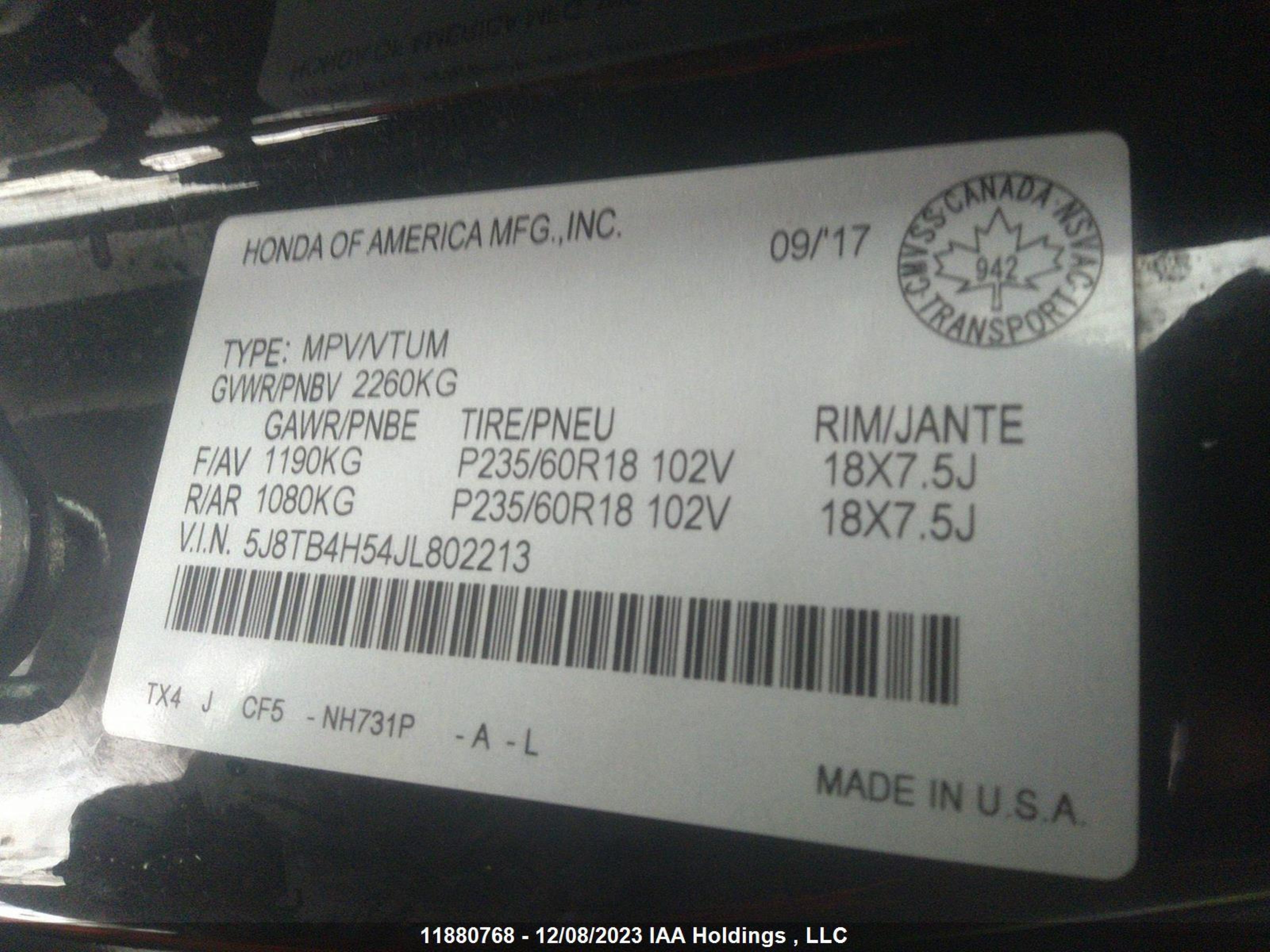 Photo 8 VIN: 5J8TB4H54JL802213 - ACURA RDX 