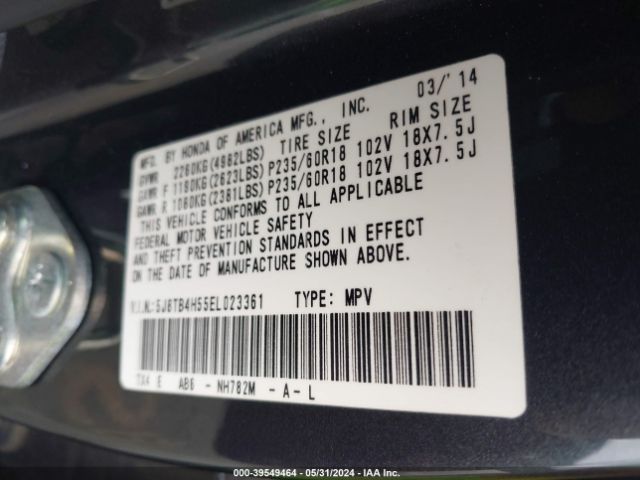 Photo 8 VIN: 5J8TB4H55EL023361 - ACURA RDX 