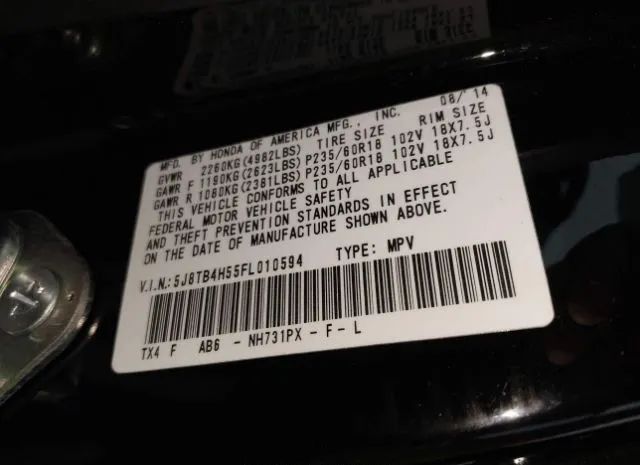 Photo 8 VIN: 5J8TB4H55FL010594 - ACURA RDX 