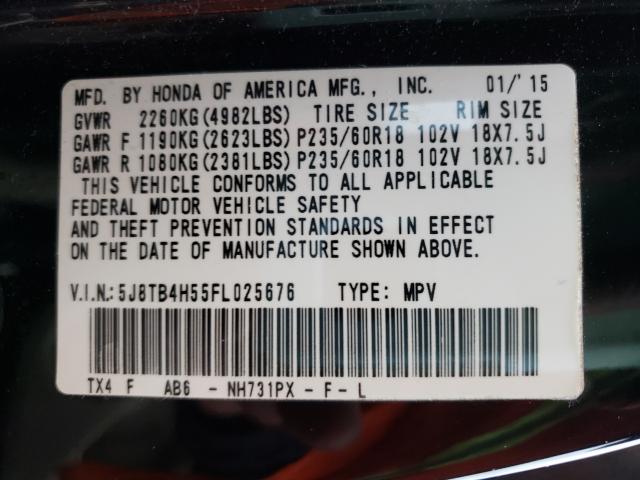 Photo 9 VIN: 5J8TB4H55FL025676 - ACURA RDX TECHNO 