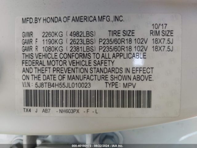 Photo 8 VIN: 5J8TB4H55JL010023 - ACURA RDX 