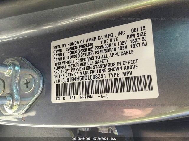 Photo 8 VIN: 5J8TB4H56DL008351 - ACURA RDX 