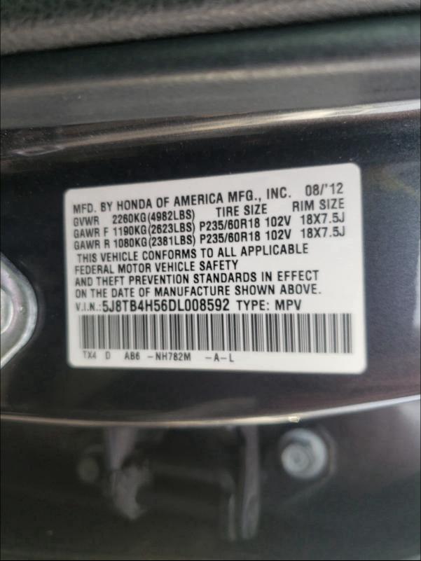 Photo 9 VIN: 5J8TB4H56DL008592 - ACURA RDX TECHNO 