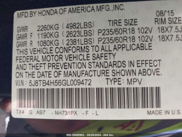 Photo 8 VIN: 5J8TB4H56GL009472 - ACURA RDX 