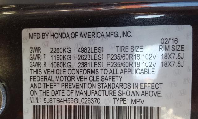 Photo 9 VIN: 5J8TB4H56GL026370 - ACURA RDX TECHNO 