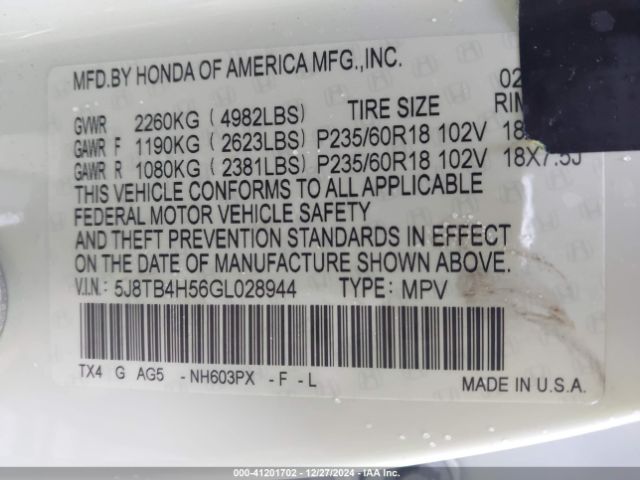 Photo 8 VIN: 5J8TB4H56GL028944 - ACURA RDX 