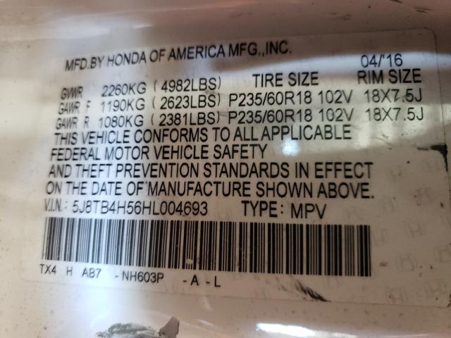 Photo 9 VIN: 5J8TB4H56HL004693 - ACURA RDX TECHNO 