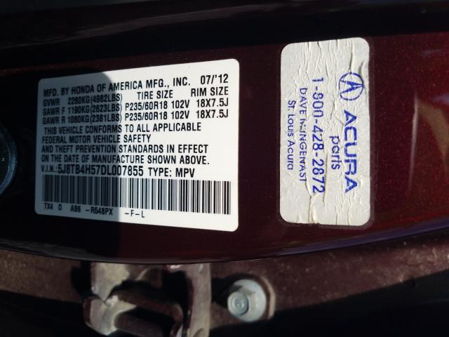 Photo 9 VIN: 5J8TB4H57DL007855 - ACURA RDX TECHNO 