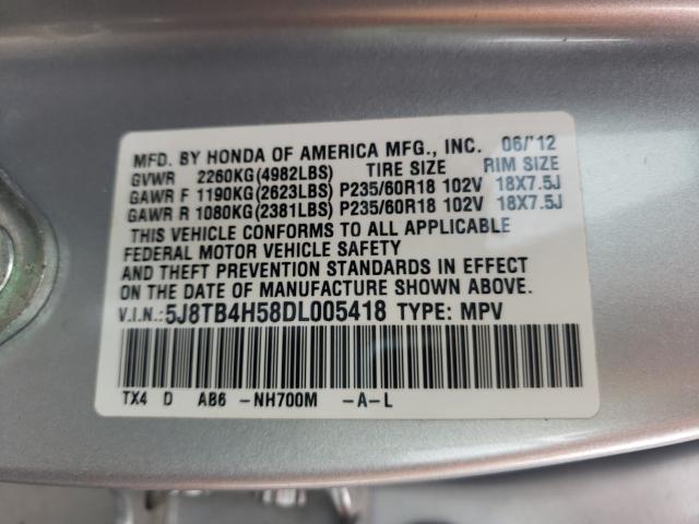 Photo 9 VIN: 5J8TB4H58DL005418 - ACURA RDX TECHNO 