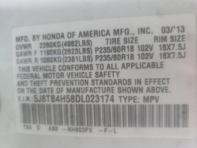 Photo 12 VIN: 5J8TB4H58DL023174 - ACURA RDX TECHNO 