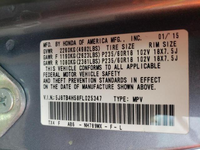 Photo 9 VIN: 5J8TB4H58FL025347 - ACURA RDX TECHNO 