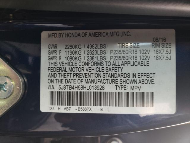 Photo 9 VIN: 5J8TB4H58HL013928 - ACURA RDX TECHNO 