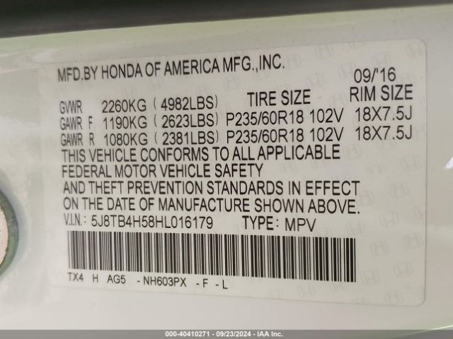 Photo 8 VIN: 5J8TB4H58HL016179 - ACURA RDX 