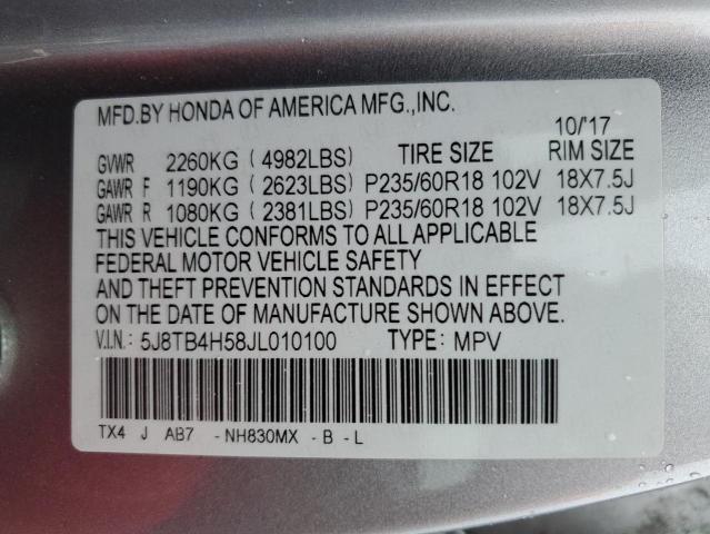 Photo 12 VIN: 5J8TB4H58JL010100 - ACURA RDX TECHNO 