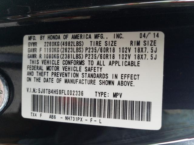 Photo 9 VIN: 5J8TB4H59FL002336 - ACURA RDX TECHNO 