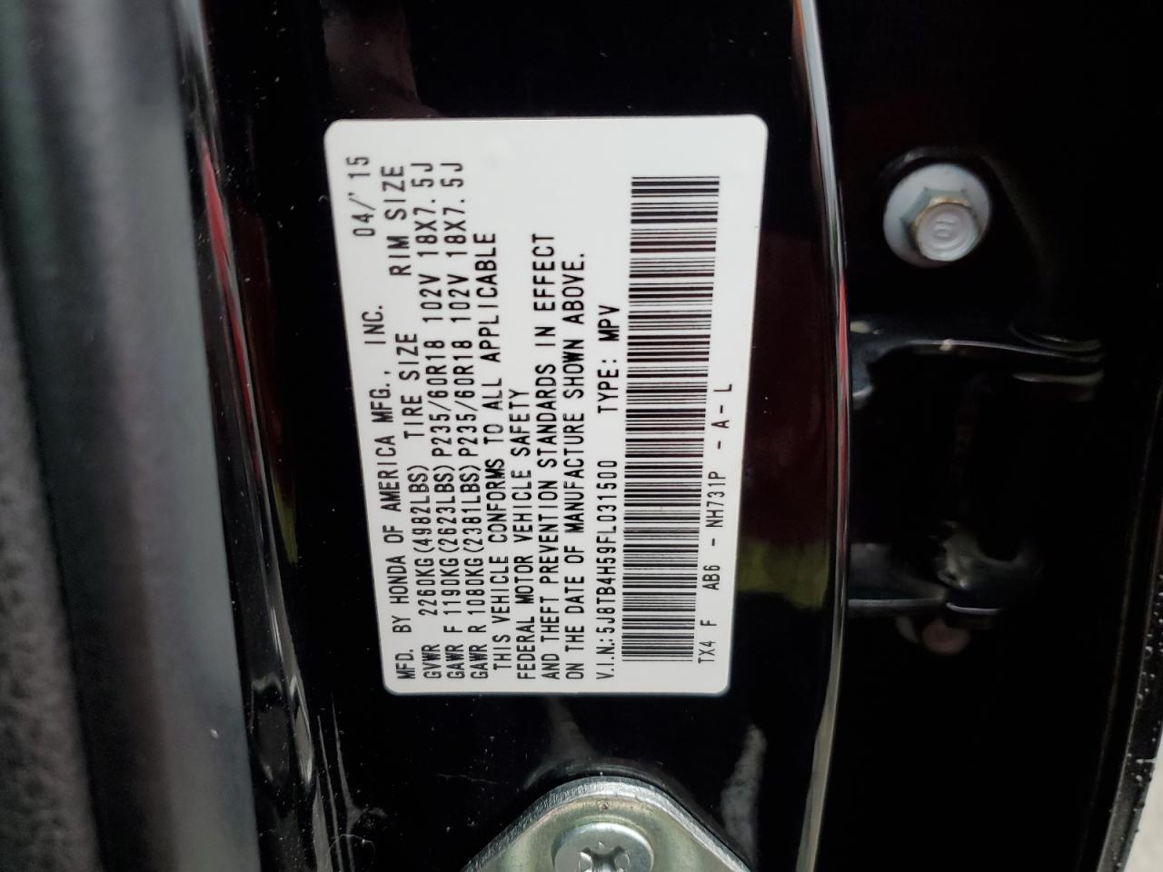 Photo 12 VIN: 5J8TB4H59FL031500 - ACURA RDX 