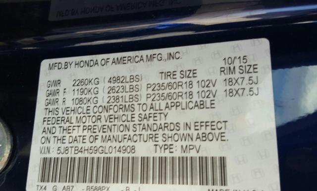 Photo 9 VIN: 5J8TB4H59GL014908 - ACURA RDX 