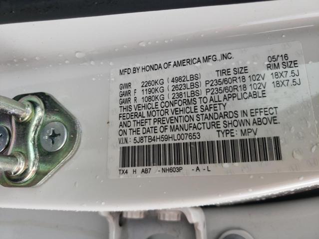 Photo 9 VIN: 5J8TB4H59HL007653 - ACURA RDX TECHNO 