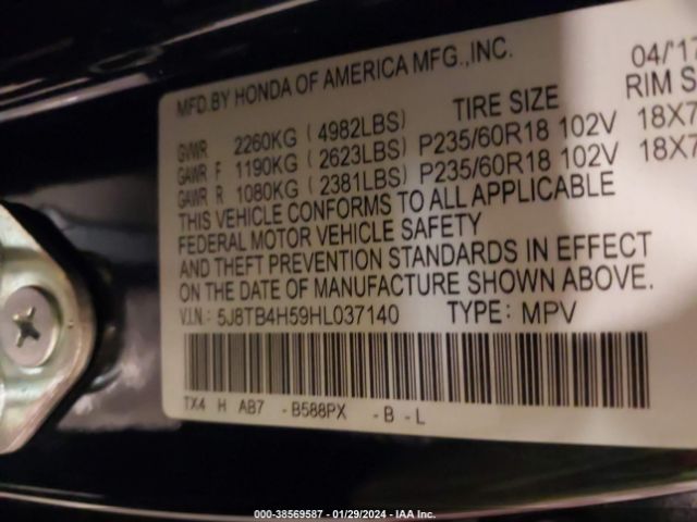 Photo 8 VIN: 5J8TB4H59HL037140 - ACURA RDX 