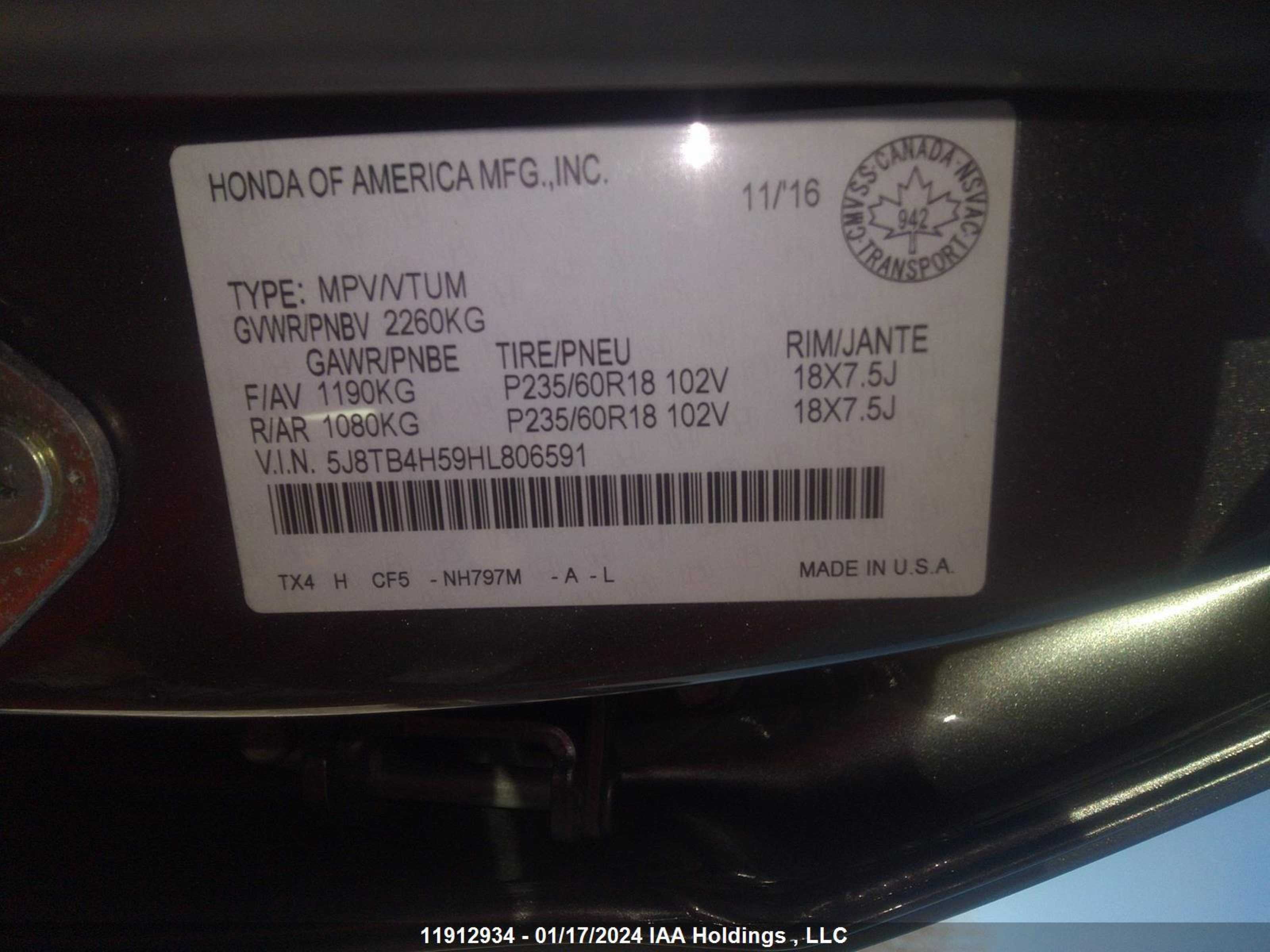 Photo 8 VIN: 5J8TB4H59HL806591 - ACURA RDX 